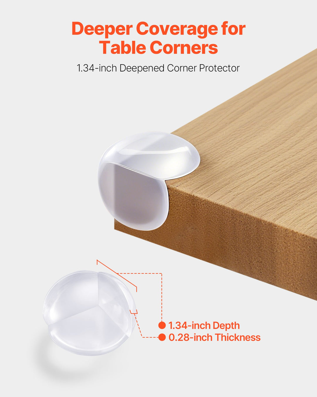 Corner Protectors Baby Proofing, 24 Pack, Clear &amp; Transparent Table Corner Guards Covers For Baby Safety, 1.34-inch Depth, 0.28-inch Thickness, Strong Adhesive, Cushion For Furniture Sharp Edges