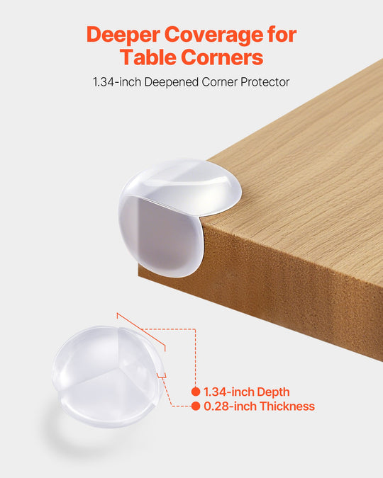 Corner Protectors Baby Proofing, 24 Pack, Clear &amp; Transparent Table Corner Guards Covers For Baby Safety, 1.34-inch Depth, 0.28-inch Thickness, Strong Adhesive, Cushion For Furniture Sharp Edges