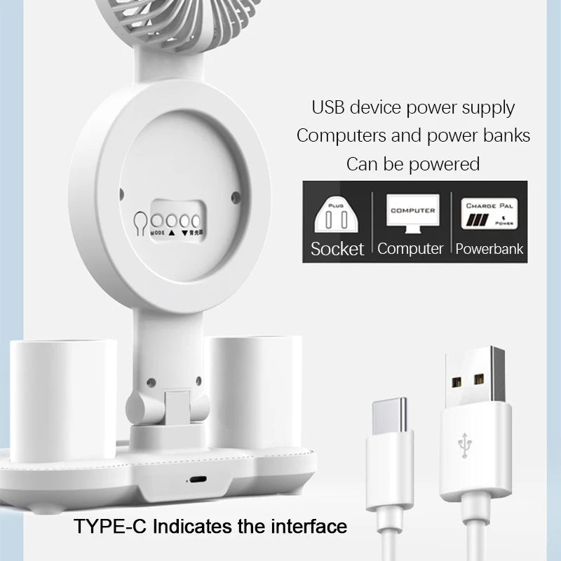 Led Table Lamp Rechargeable for Study Desk Lamp Reading Night Light with Fan Clock Dispaly Room Bedside Reading Led Desk Lights