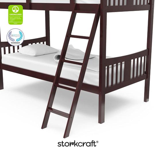 Caribou Bunk Bed Twin over Twin Bunk Bed (Espresso) - GREENGUARD Gold Certified, Twin Bunk Beds for Kids, Converts to 2 Individual Twin Beds, Bunk Beds for Kids