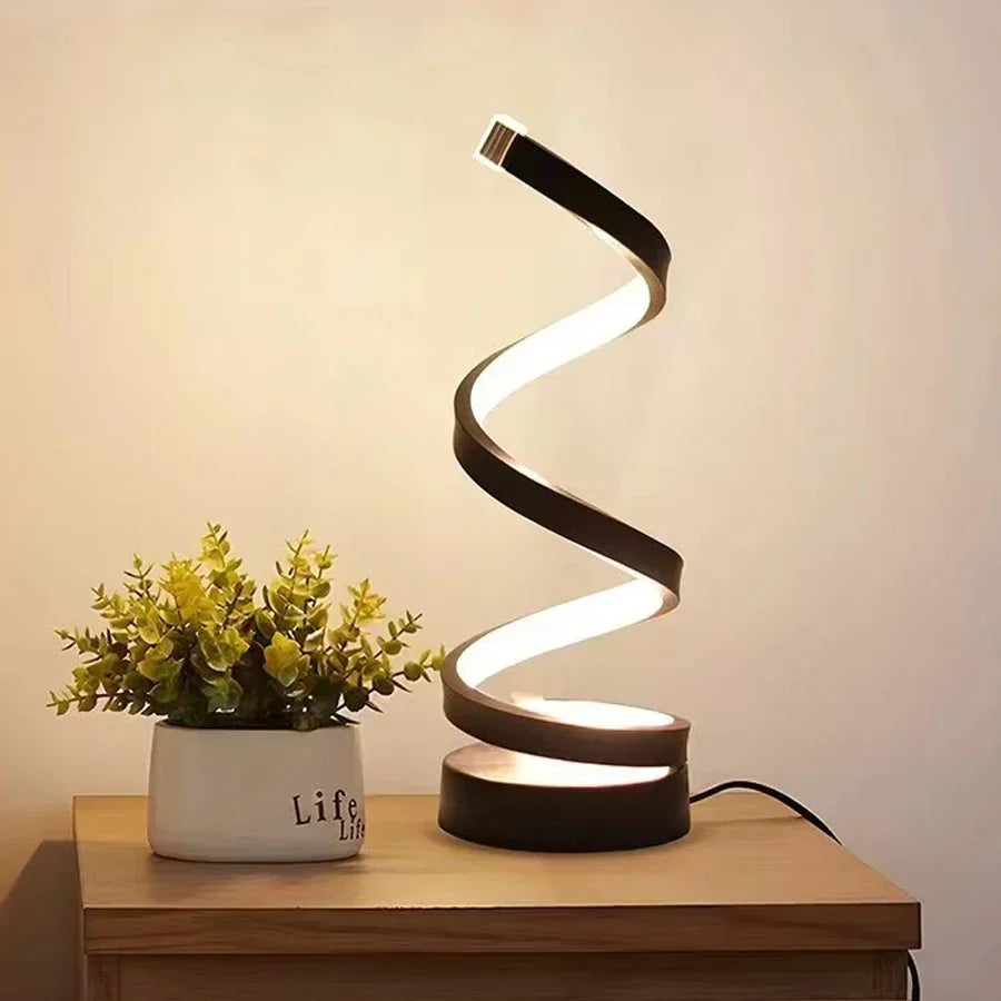 Minimalist Spiral LED Desk Lamp Reading Night Light Dimmable Table Lamp Bedside Lamps Home Office Bedroom Living Room Decoration