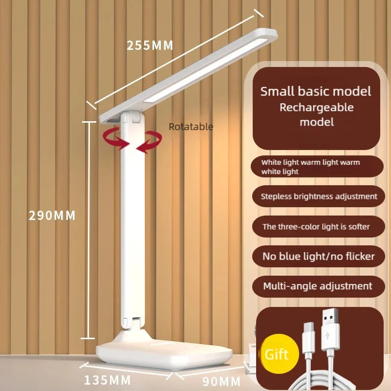 Led Table Lamp Rechargeable for Study Desk Lamp Reading Night Light with Fan Clock Dispaly Room Bedside Reading Led Desk Lights