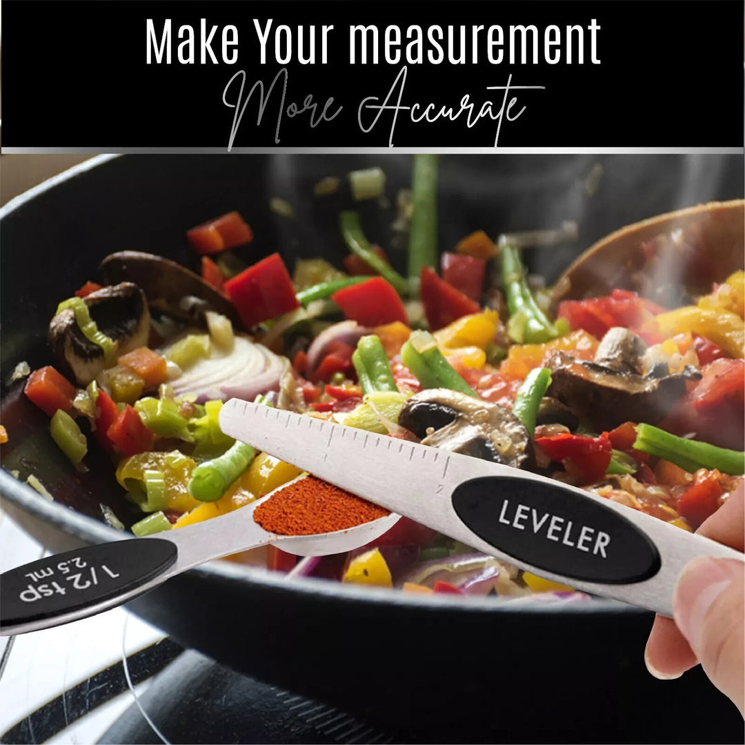 Magnetic Dual Sided Measuring Spoons W/ Leveler Stainless Kitchen Tool -Set of 9