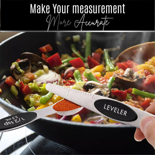 Magnetic Dual Sided Measuring Spoons W/ Leveler Stainless Kitchen Tool -Set of 9