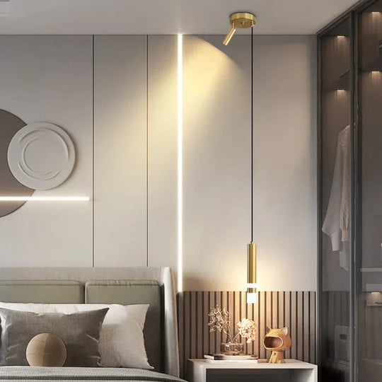 Modern Led Long Pendant Light for Bedroom Bedside Living Room Hanging Lamps Reading Lighting Double Spotlight Decor Chandelier