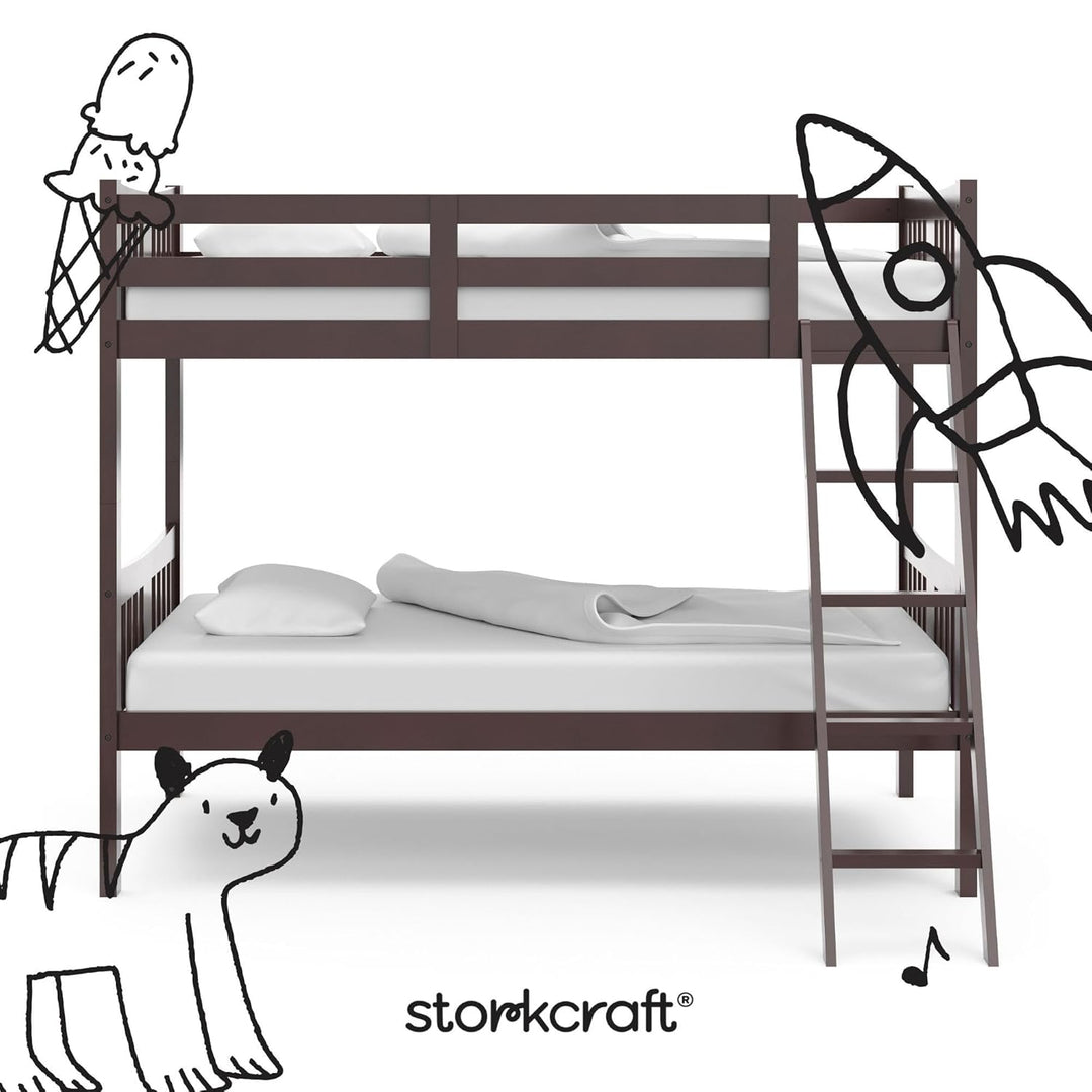 Caribou Bunk Bed Twin over Twin Bunk Bed (Espresso) - GREENGUARD Gold Certified, Twin Bunk Beds for Kids, Converts to 2 Individual Twin Beds, Bunk Beds for Kids