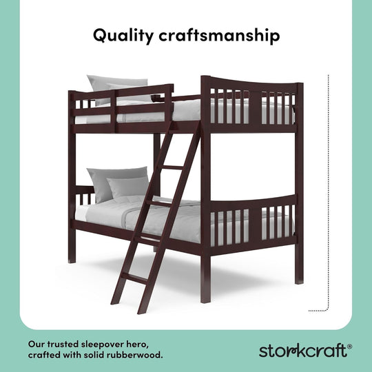 Caribou Bunk Bed Twin over Twin Bunk Bed (Espresso) - GREENGUARD Gold Certified, Twin Bunk Beds for Kids, Converts to 2 Individual Twin Beds, Bunk Beds for Kids
