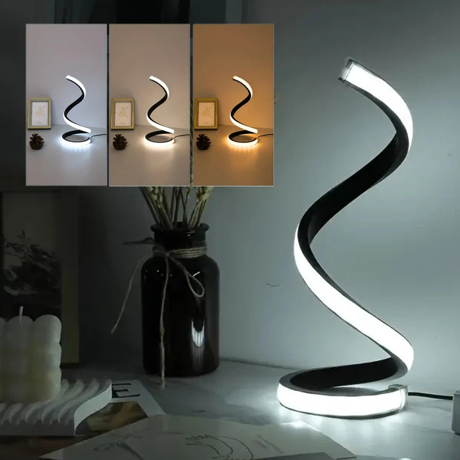 Minimalist Spiral LED Desk Lamp Reading Night Light Dimmable Table Lamp Bedside Lamps Home Office Bedroom Living Room Decoration