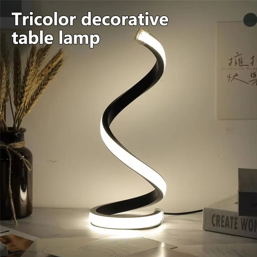 Minimalist Spiral LED Desk Lamp Reading Night Light Dimmable Table Lamp Bedside Lamps Home Office Bedroom Living Room Decoration
