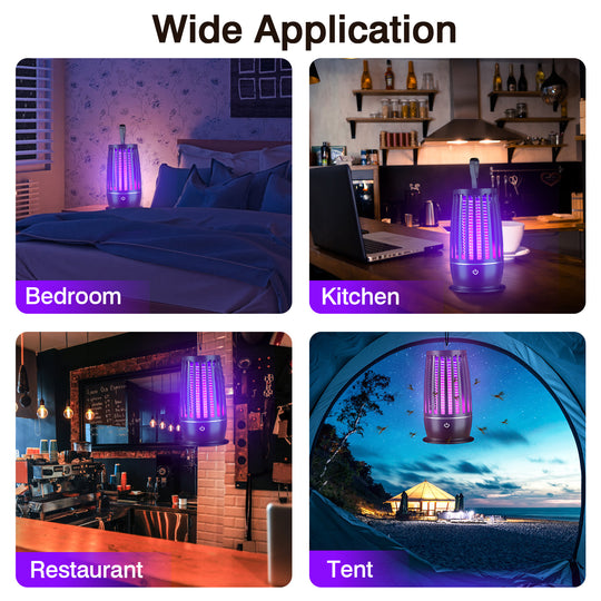 1Pc Rechargeable Mosquito Killer Lamp Bug Zapper With Night Light Strap Mosquito Catcher With Max 1615Square Feet Range UV Light For Indoor Outdoor
