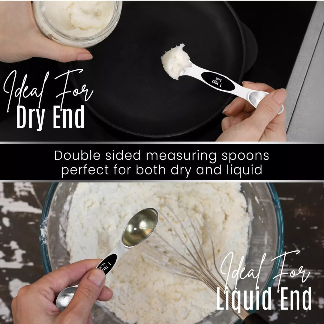 Magnetic Dual Sided Measuring Spoons W/ Leveler Stainless Kitchen Tool -Set of 9
