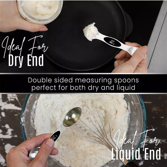 Magnetic Dual Sided Measuring Spoons W/ Leveler Stainless Kitchen Tool -Set of 9