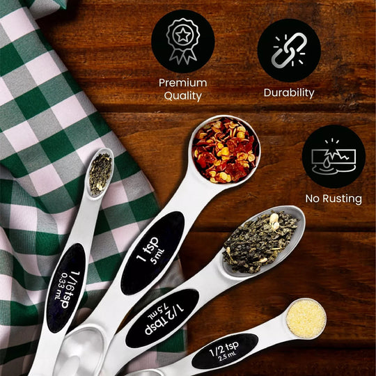 Magnetic Dual Sided Measuring Spoons W/ Leveler Stainless Kitchen Tool -Set of 9
