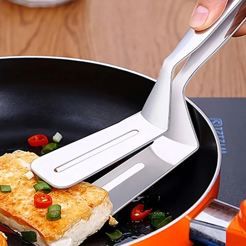 Stainless Steel Steak Clamps Kitchen Barbecue Food Flipping Spatula Tongs Clip Burgers BBQ Pizza Pies Fish Kitchen Bread Tongs