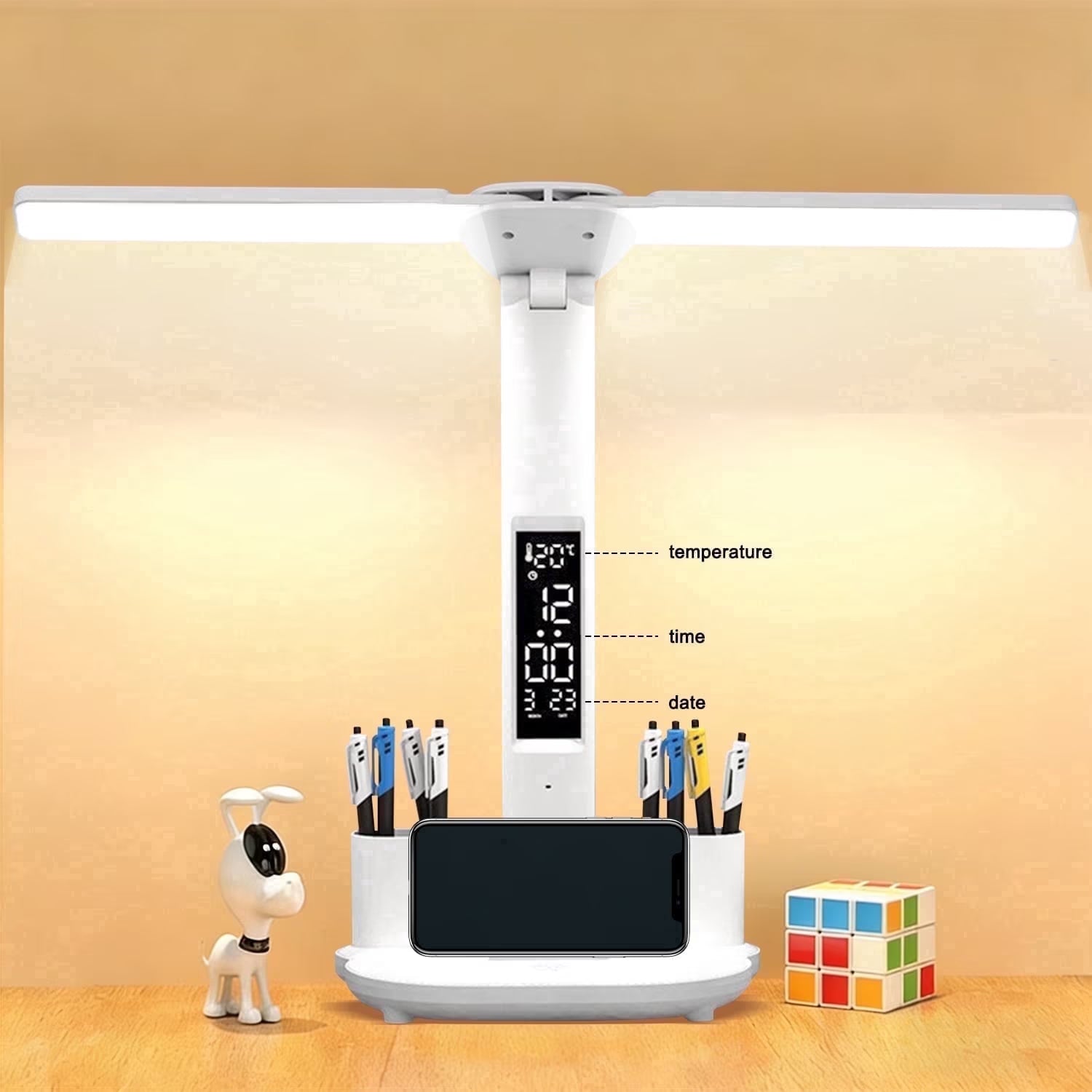 2025 Cute Desk Lamps for Home Office,Adjustable Eye Protection Modern LED Desk for College Dormitory,Bedside,Office,3 Mode,Night Light for Bedroom