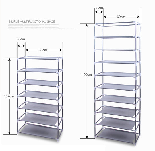 Narrow Shoe Rack With Nonwoven Fabric Covers 10 Tiers Tall Shoe Rack For Closet Entryway Sturdy Shoe Rack Organizer Holds 20-27 Pairs Free Standing Shoe Storage Cabinet Grey